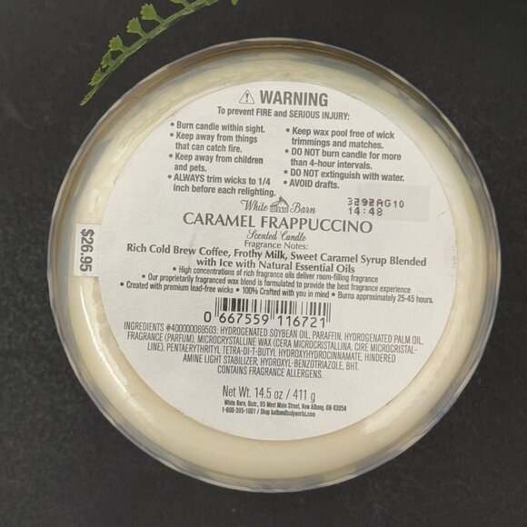 BBW Caramel Frappuccino White Barn Bath & Body Works 3 Wick Candle - Picture 10 of 10